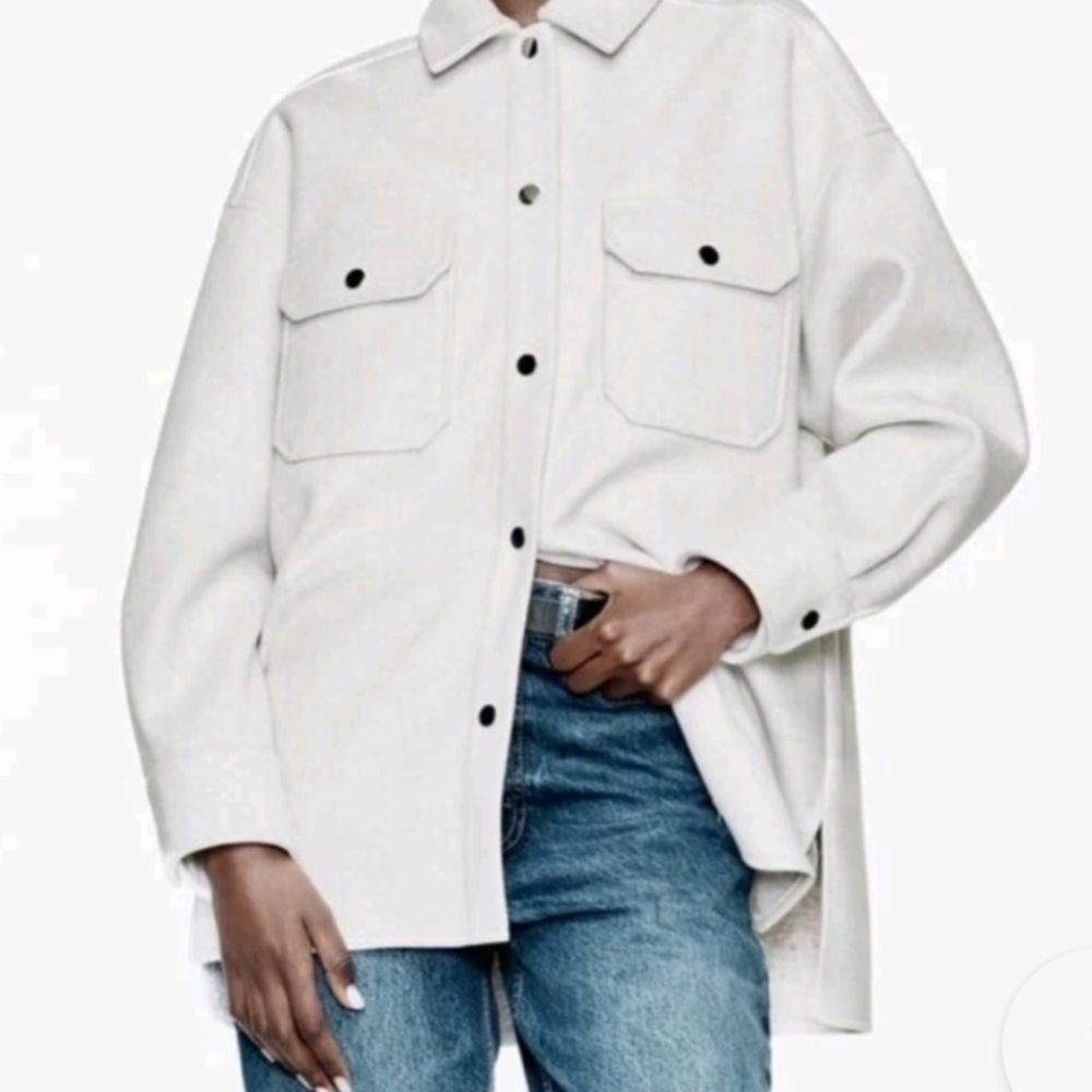 Zara Oversized Oatmeal Utility Shacket